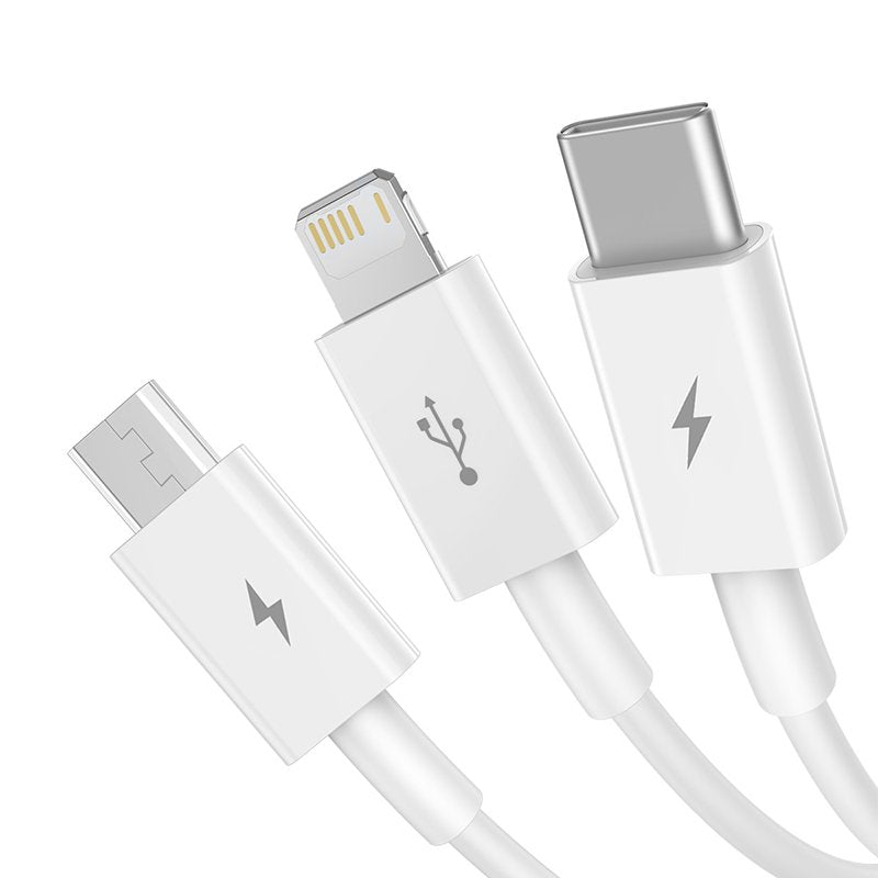 Baseus Cable Superior Series 3-In-1 Fast Charging Data Cable Usb To M+L+C 3.5a 1.5m White (Camltys-02)