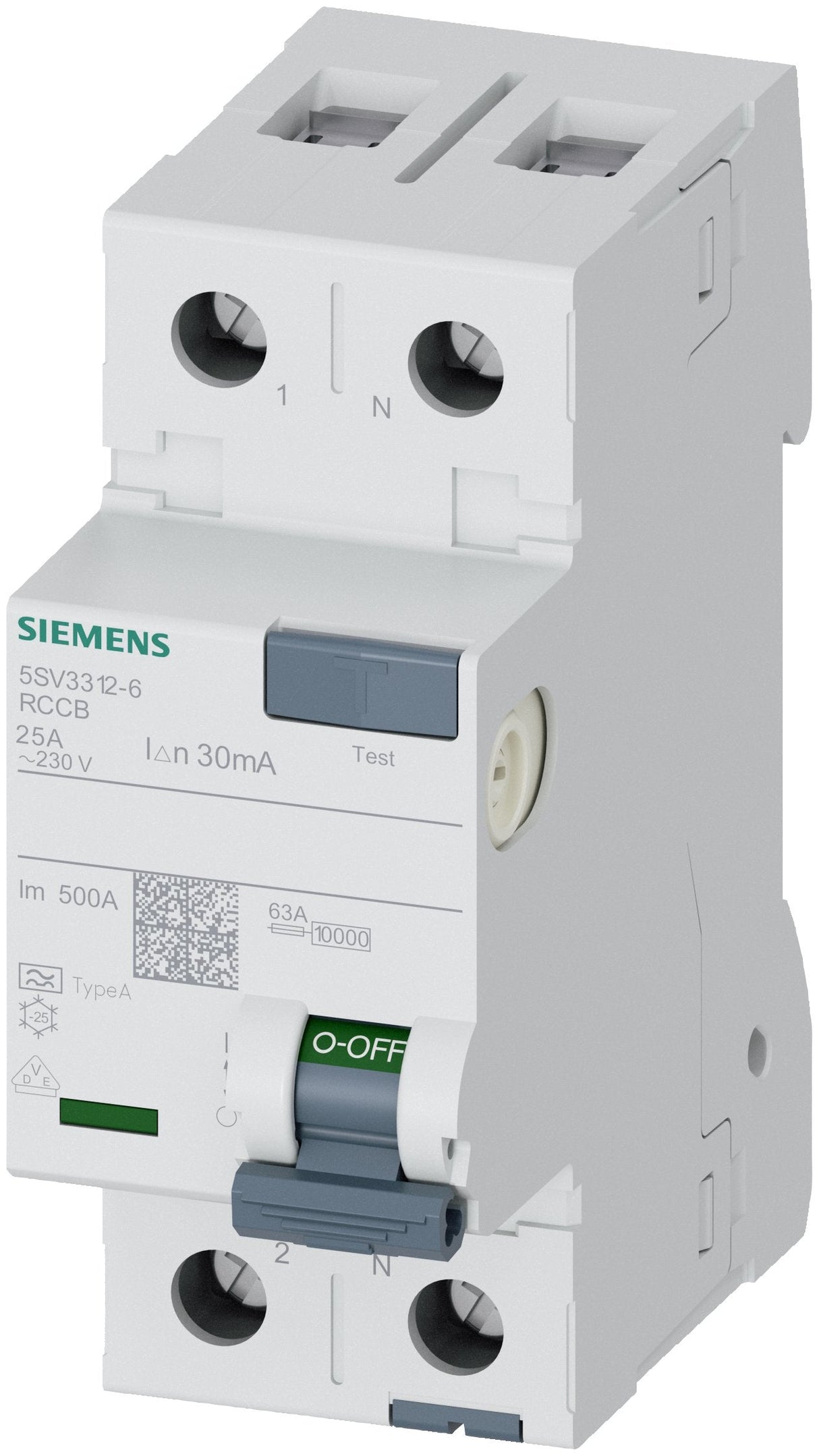 Siemens Fi-Schalter 2x25a 5sv33126 Typ A 25a 1+N-Pol 30ma 230v 2te