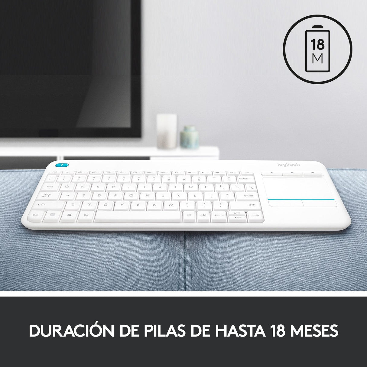 Teclado Español Logitech K400 Plus Tv Rf Inalámbrico Qwerty Blanco