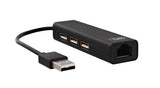 Tnb Hub With 3 Usb 2.0 Ports And Rj45 Female Port - Black
