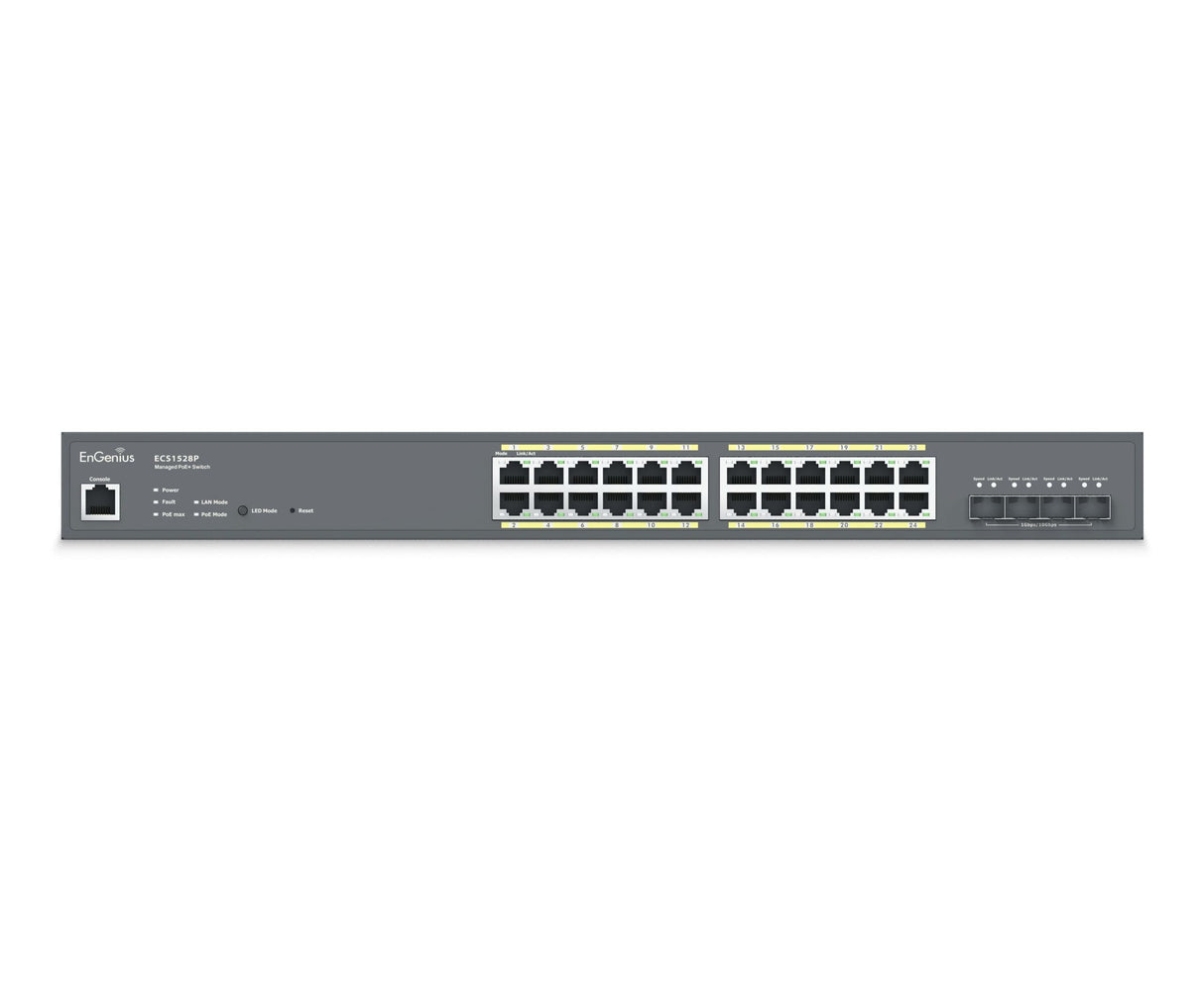 Engenius Cloud Managed Switch 24-Port Gbe Poe 240w Poe Hdget, 4x 10g Sfp ,Slots L2 , Ecs1528p - Cloud Or On-Premises Management
