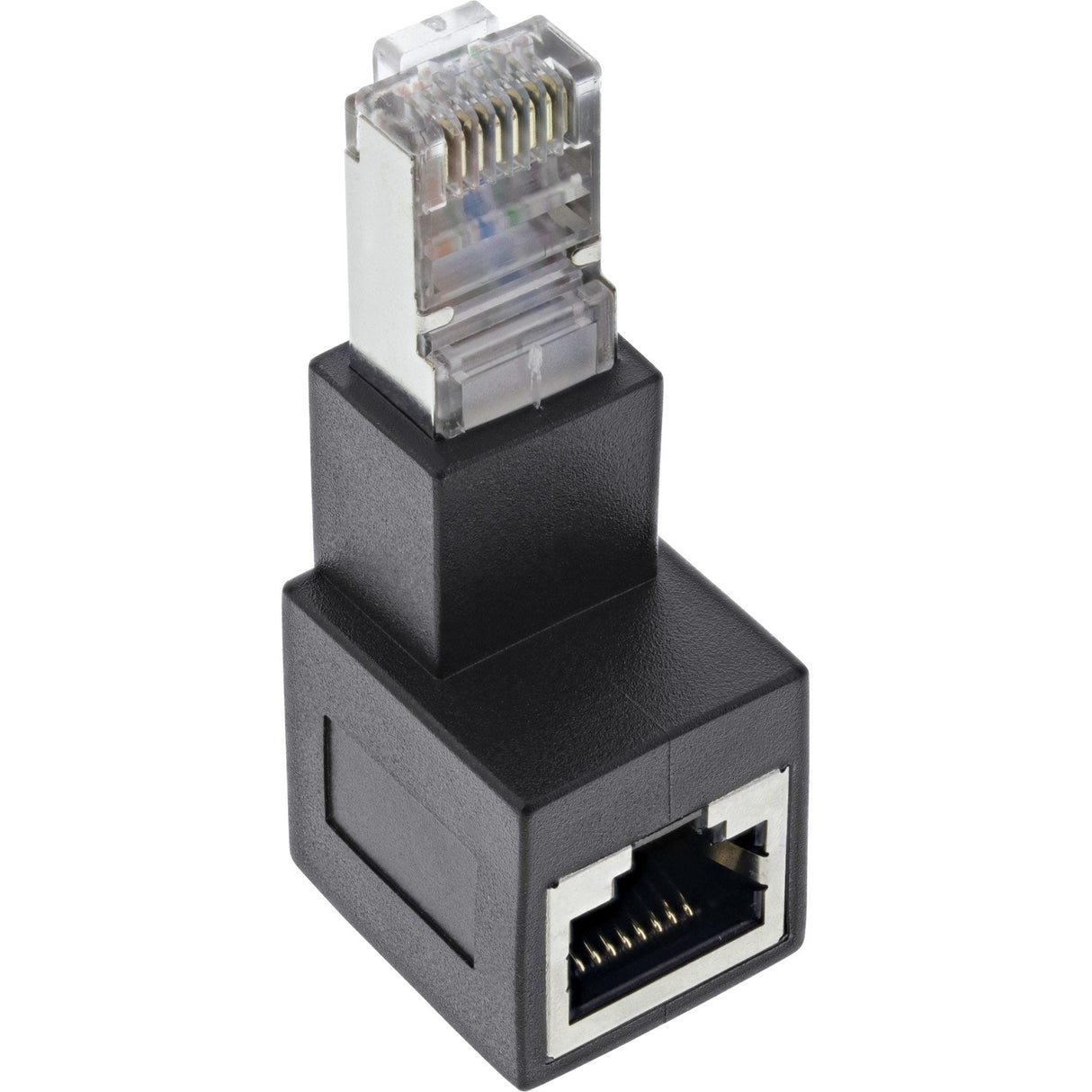 Adaptador De Cable De Red Inline Cat.6a, Enchufe/Toma Rj45, Acodado 90° Hacia Abajo
