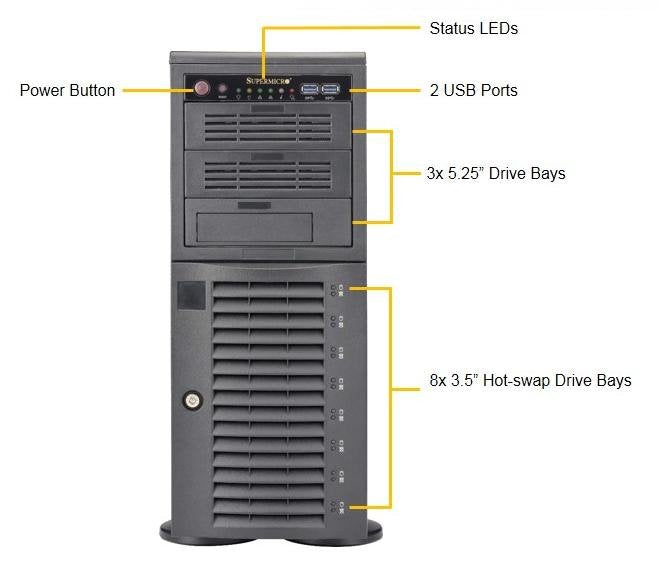 Barebone Server 4 U Tower Dual 3647 8 Hot-Swap 3.5" 1200w Redundant Platino Superworkstation 7049a-T