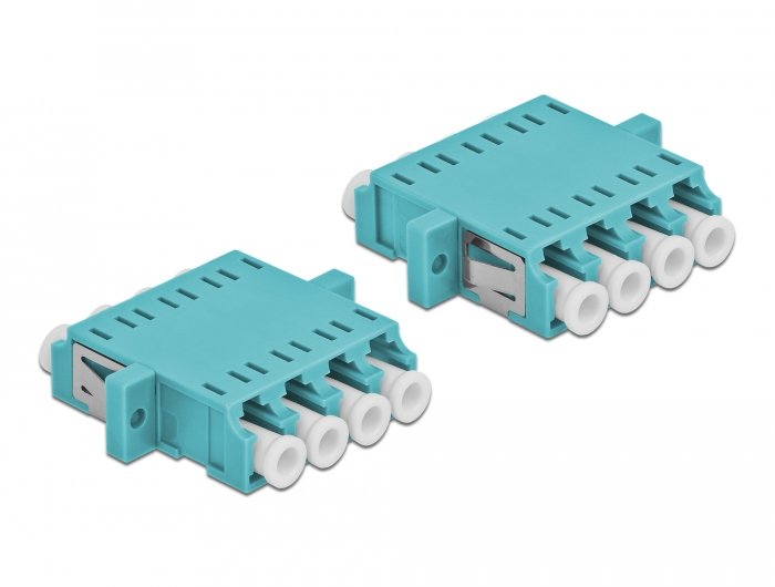 Delock Lwl Kupplung Lc Quad Buchse Zu Lc Quad Buchse Multimode 2 Stück Hellblau