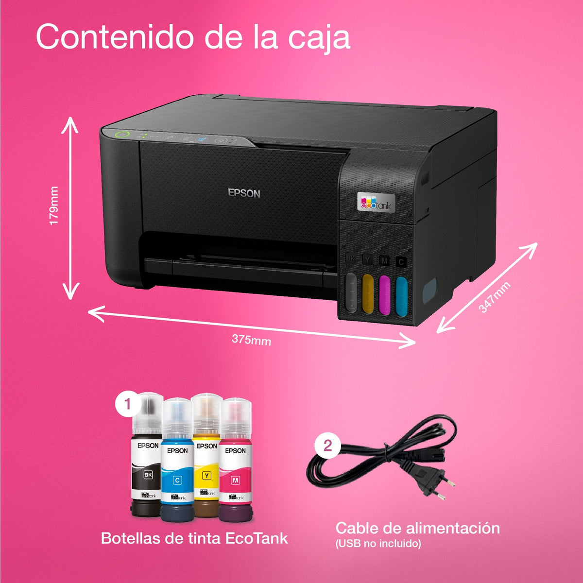 Impresora Multifunción Tinta Epson Ecotank Et 2865 Serie 2860 Color Tinta Recargable Negro