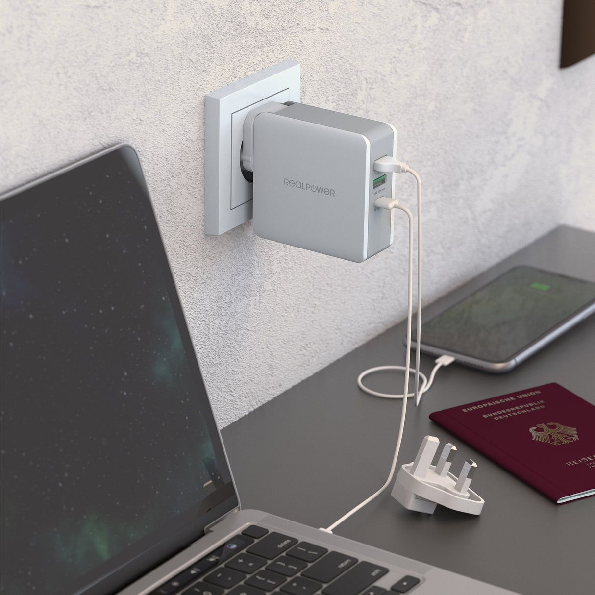 Cargador De Pared De Viaje Realpower Deskcharge-65