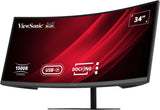 Viewsonic Vg3419c-2 34" Va Uwqhd Curved 1500r 120hz 300cd M2 3.5ms Hdmi2.0 Dp Usb-B Usb-Ax2 Rj45 Height
