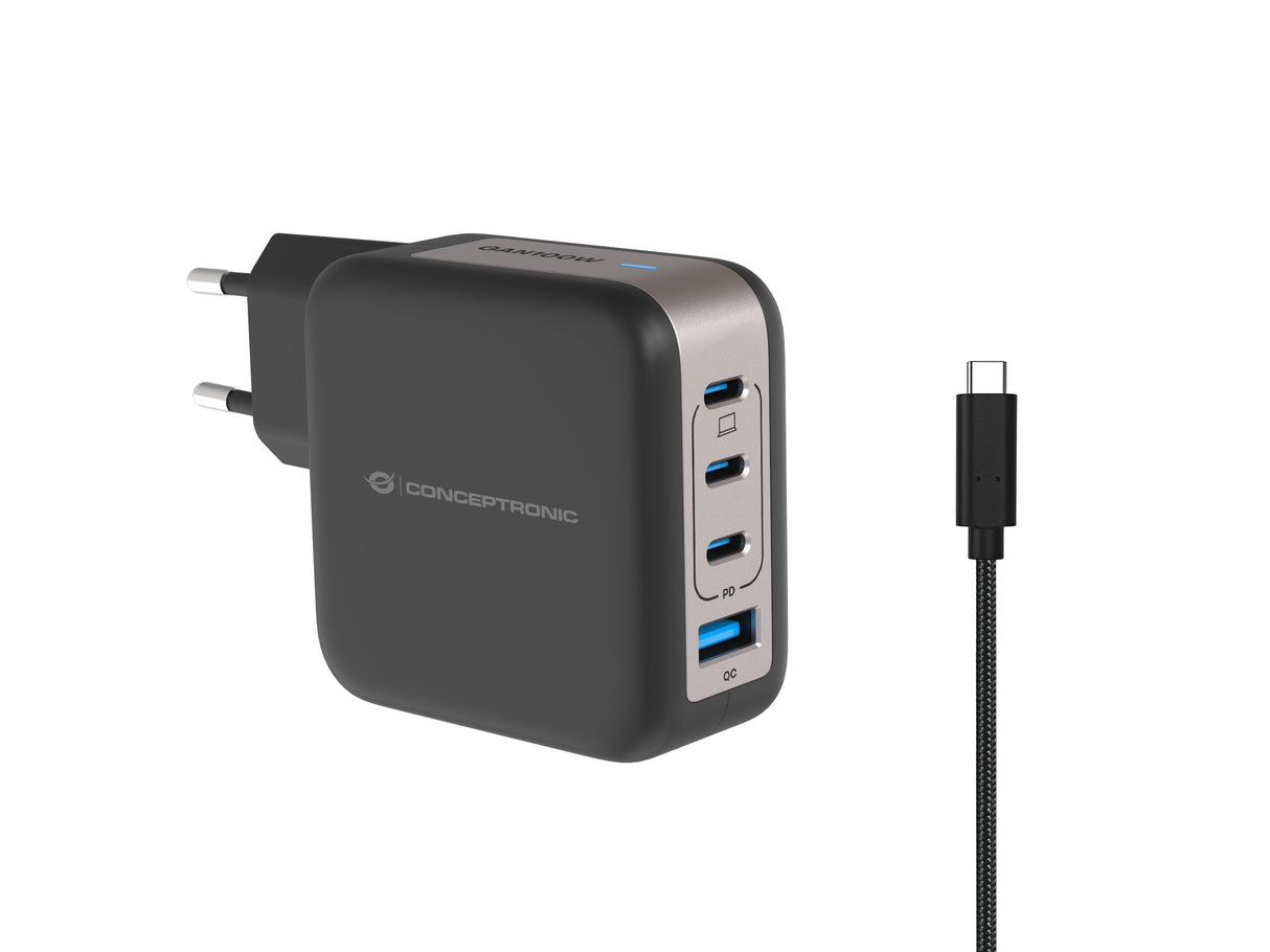 Conceptronic Cargador 4port 100w,3xusb-C,1xusb-A 1.5m Sw