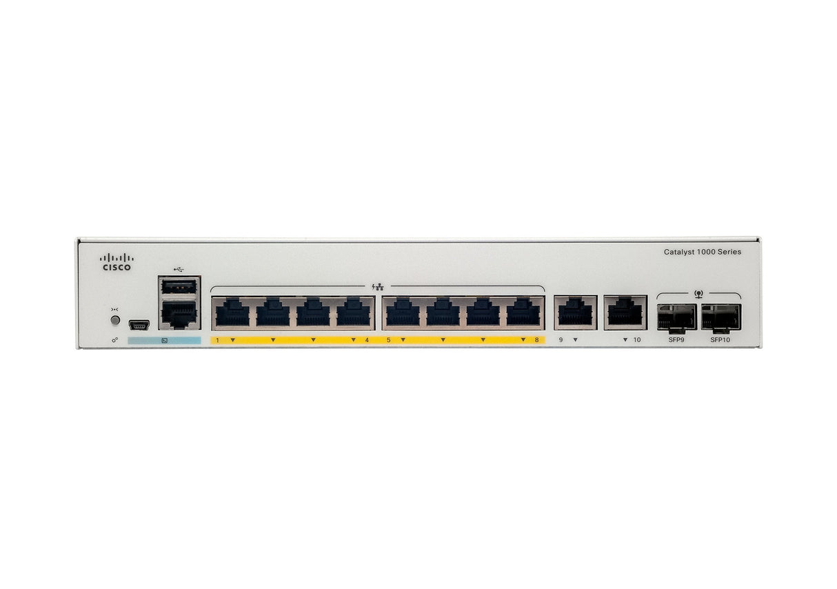 Cisco Catalyst 1000-8fp-E-2g-L Conmutador Gestionado 8 X 10/100/1000 (Poe+) + 2 X Combo Gigabit Sfp (Enlace Ascendente) Montaje En Rack Poe+ (120 W)