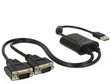 Cable De Adaptador Delock Easy-Usb 2.0, Conector Usb-A> 2x En Serie Rs-232 Rs-232, Black Cable, 0.6 Metros 63950