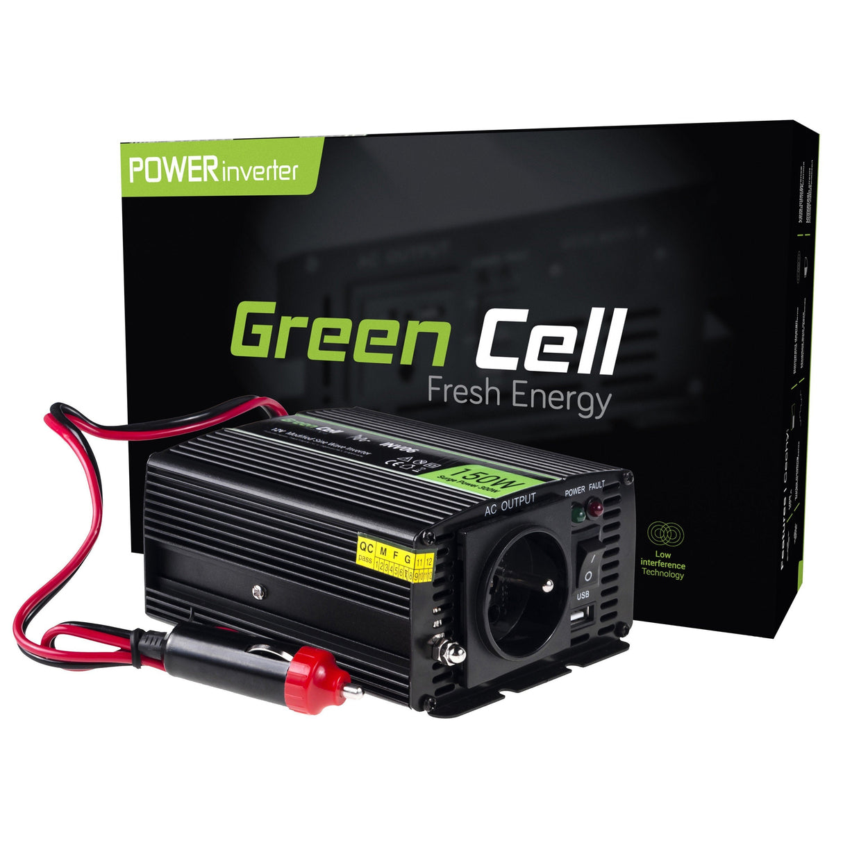 Inversor De Voltaje Para Automóvil Green Cell ® 12v A 230v, 150w / 300w