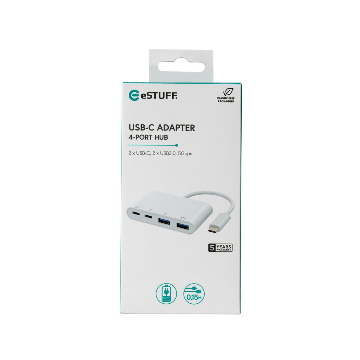 EAN 5704174838180 - eSTUFF ES625002 hub de interfaz USB 3.2 Gen 1 (3.1 Gen 1) Type-C 10000 Mbit/s Blanco imagen 3