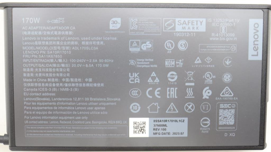 EAN 5715063312346 - Lenovo 5A11K67850 adaptador e inversor de corriente Interior 170 W Negro imagen 6