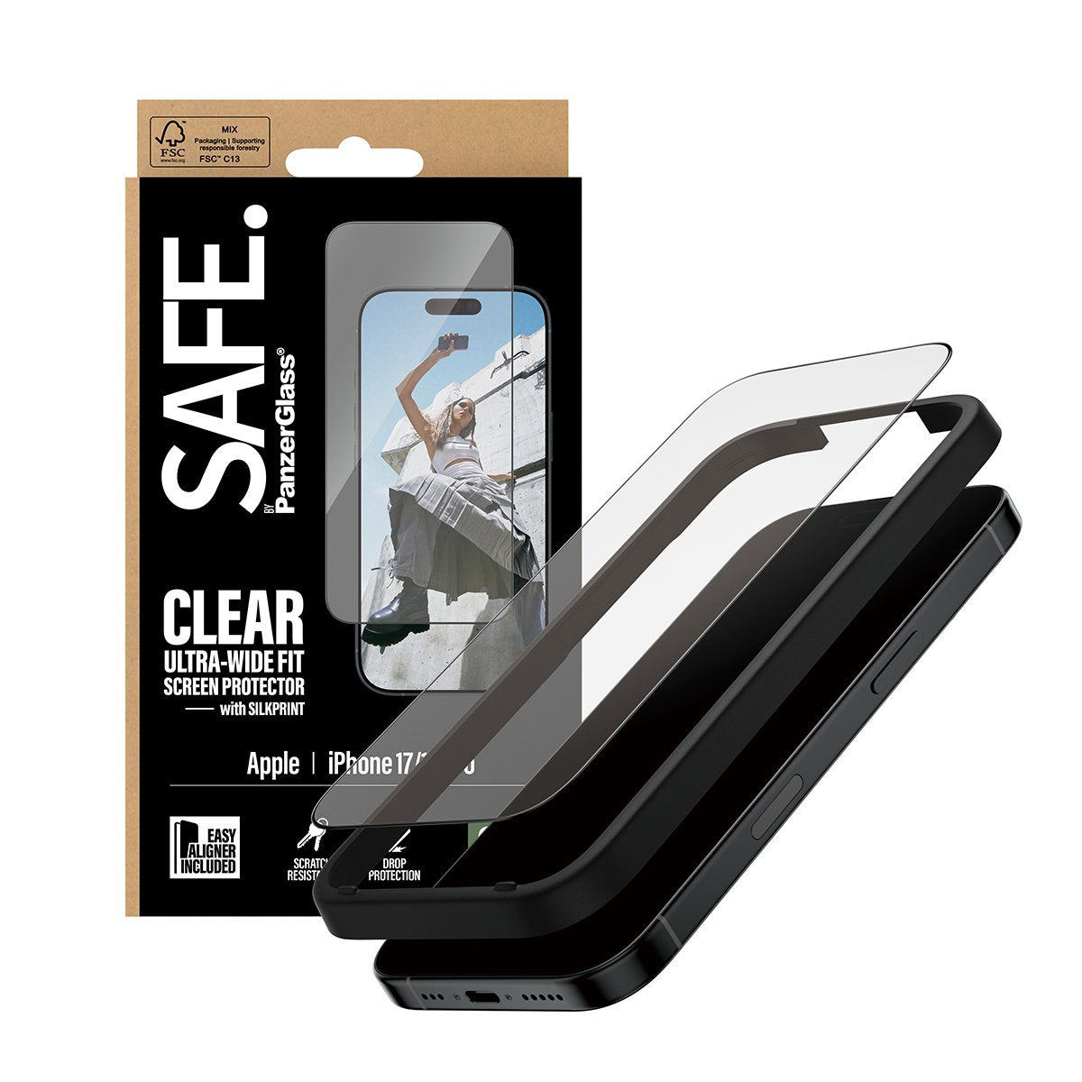 EAN 5715685029714 - PanzerGlass SAFE. by ® Screen Protector w. Black Frame iPhone 17 | 16 Pro | Ultra-Wide Fit w. EasyAligner imagen 5