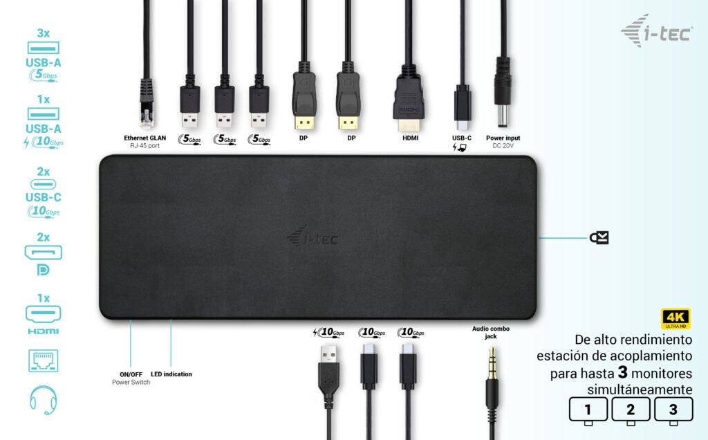 EAN 8595611706592 - i-tec C31TRIPLEDOCKPDPRO2 base para portátil y replicador de puertos Alámbrico USB 3.2 Gen 1 (3.1 Gen 1)  imagen 5