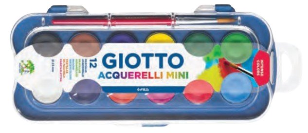 Giotto Acuarelas En Pastillas Mini 23mm Estuche 12 + Pincel C/Surtidos