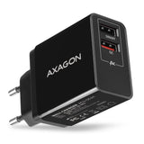 Axagon Acu-Qs24, Cargador De Red RãPido E Inteligente, 2x Puerto Usb Qc3.0 / Afc / Fcp + 5v-1.2a, 24w