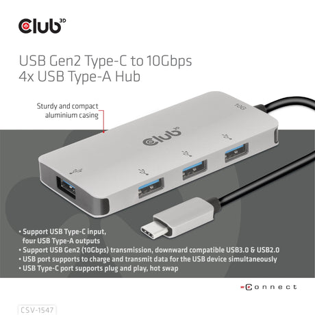 EAN 8719214472375 - CLUB3D CSV-1547 hub de interfaz USB 3.2 Gen 2 (3.1 Gen 2) Type-C 10000 Mbit/s Negro, Plata imagen 6