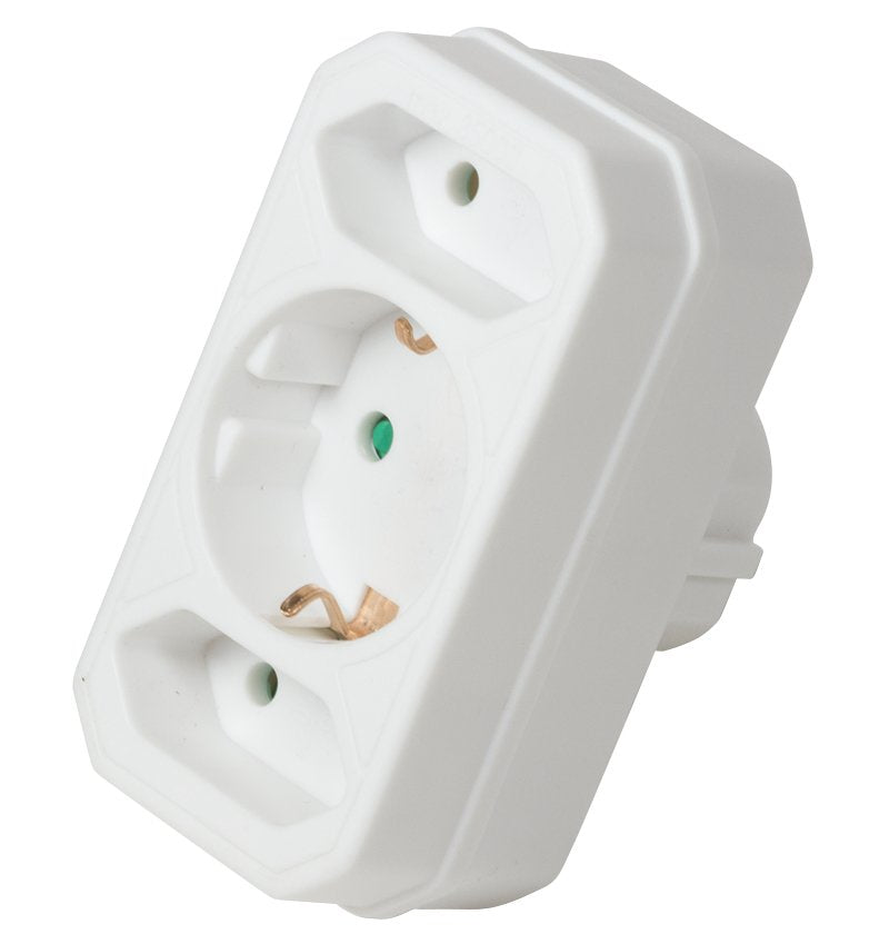 Logilink Adapter With 2 Euro + 1x Safety Socket, Blanco
