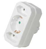Logilink Adapter With 2 Euro + 1x Safety Socket, Blanco