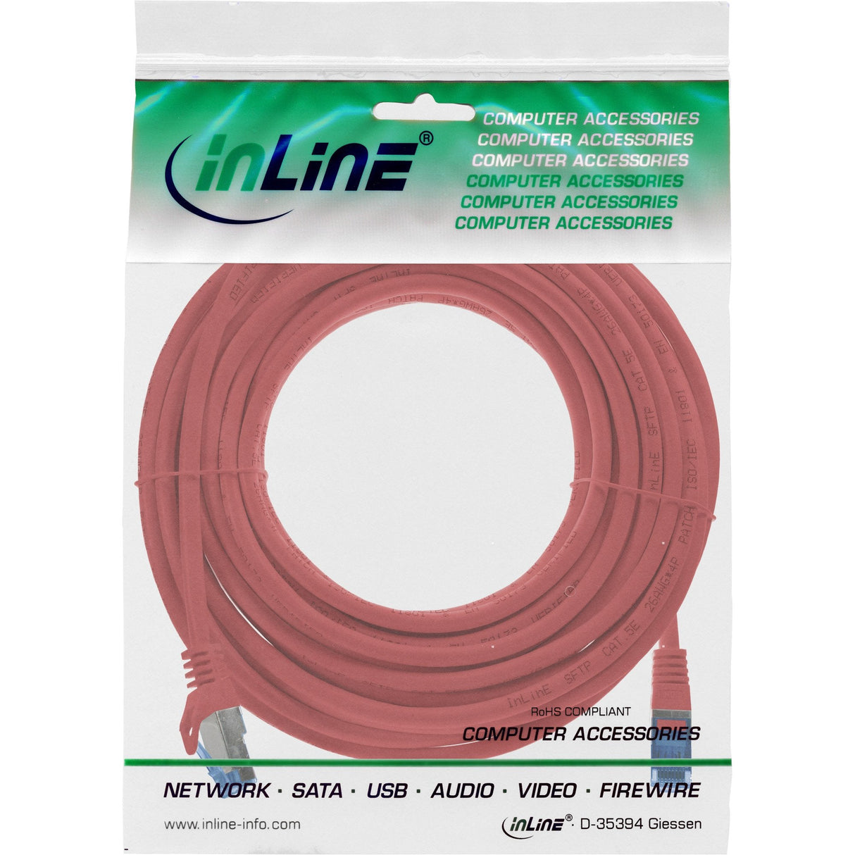 Inline® Patch Cable, Cat.6a, S/Ftp, Tpe (Lszh), Cca, Rojo, 5m