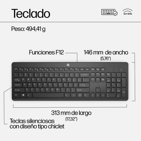 EAN 0195122117894 - HP 230 Wireless Mouse and Keyboard Combo teclado Ratón incluido Oficina RF inalámbrico QWERTY Negro imagen 7