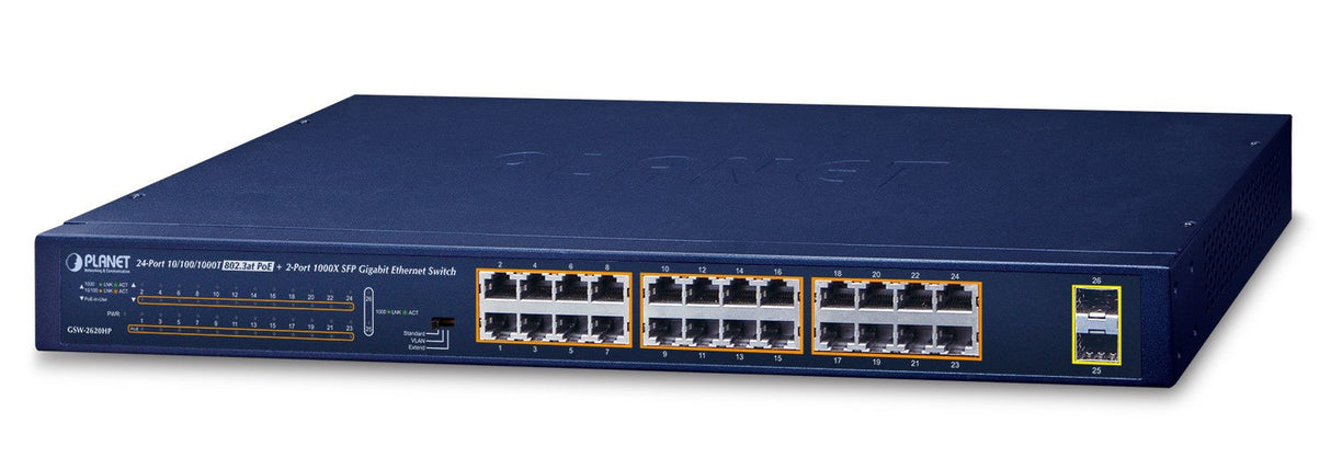 EAN 4711605281416 - PLANET GSW-2620HP switch No administrado 10G Ethernet (100/1000/10000) Energía sobre Ethernet (PoE) 1U Az imagen 1