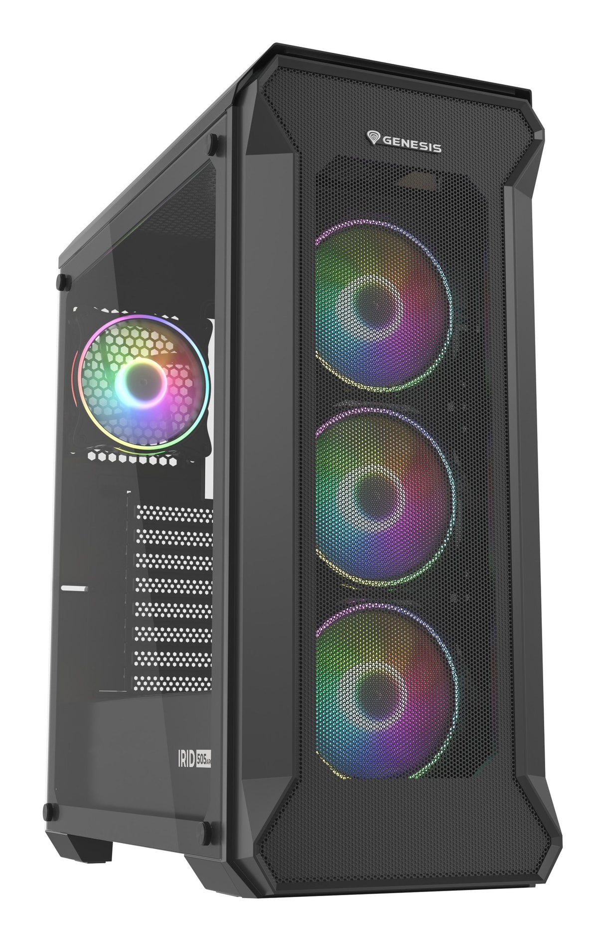 Caja Pc Gaming Genesis Irid 505 Argb Atx 2xusb 3.0 2xusb 2.0 S/F Cristal Templado