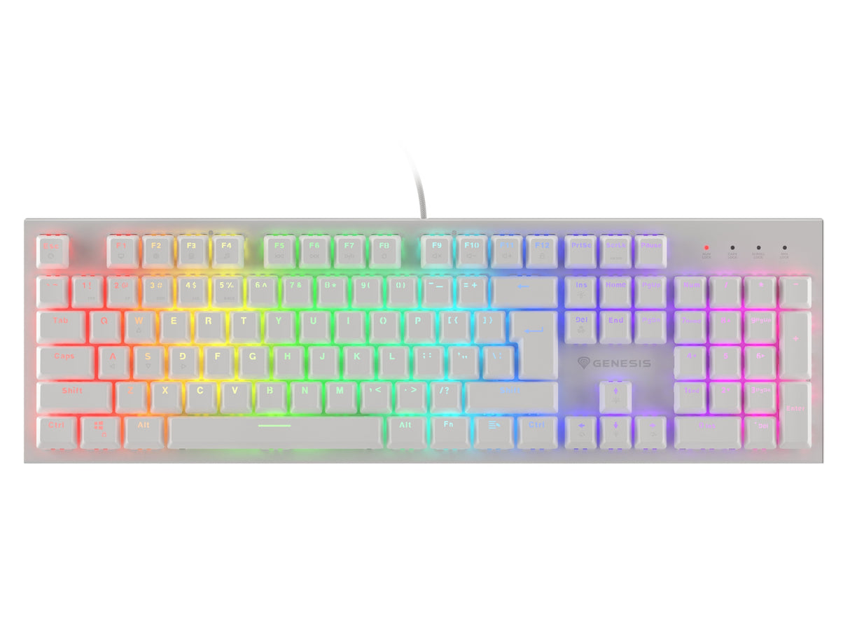 Teclado (Ingles) Mecánico Gaming Genesis Thor 303 Blanco Ee. Uu.  Rgb