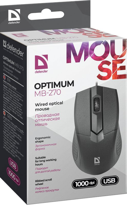 Ratón Defender Optimum Mb-270 Mano Derecha Usb Tipo A Óptico 1000 Dpi