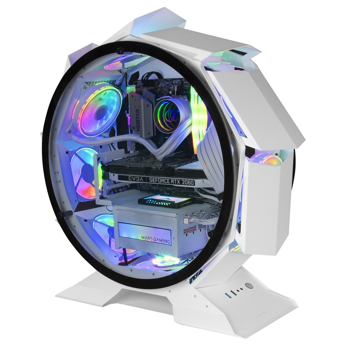 Caja Pc Marsgaming Microatx Mcorb Premium Rgb Blanco