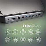 Axagon Hmc-4kx3 Usb 3.0 Hub, Minidp + 2x Hdmi, Lan, Pd, 3x Usb-A, Sd-Kartenleser, Audio