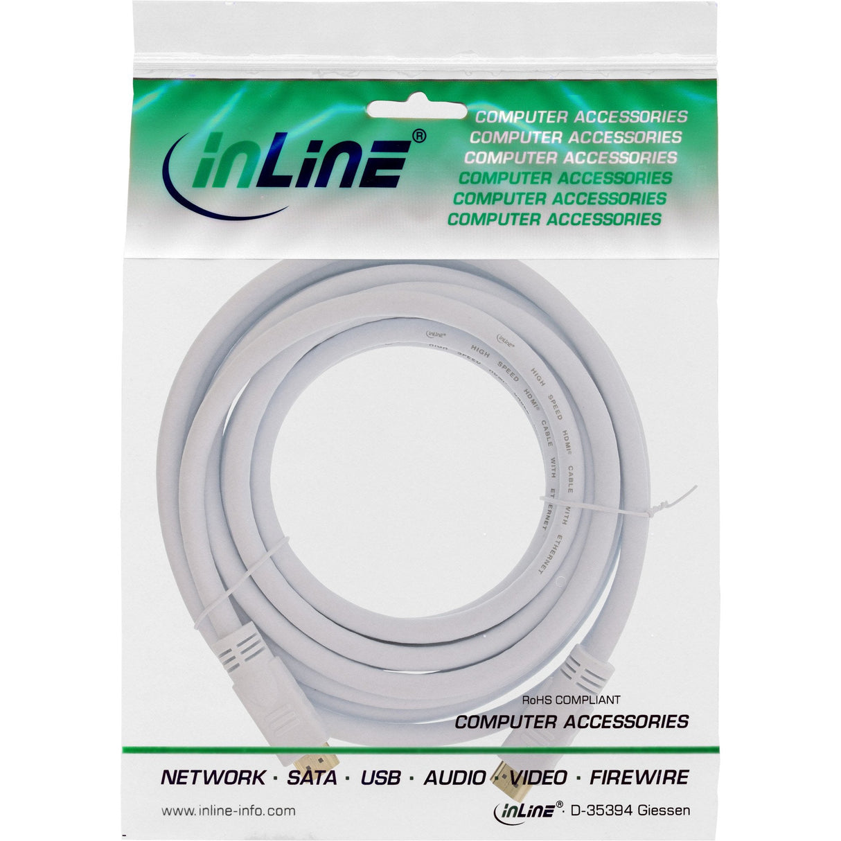 Cable Hdmi De Inline Con Ethernet Macho A Macho 4k2k Blanco 10m