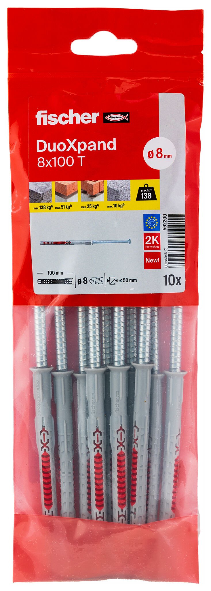 Tacos De Expansión Duoxpand T Ø8 X 100 Mm + Tornillos Ø6 X 105 Mm, Bolsa 10 Uds