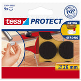 Deslizadores De Fieltro Tesa Protect Redondos 26 Mm Marrón 9 Piezas.