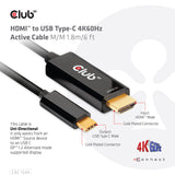 EAN 8719214472054 - CLUB3D CAC-1334 adaptador de cable de vídeo 1,8 m HDMI tipo A (Estándar) USB Tipo C Negro imagen 6