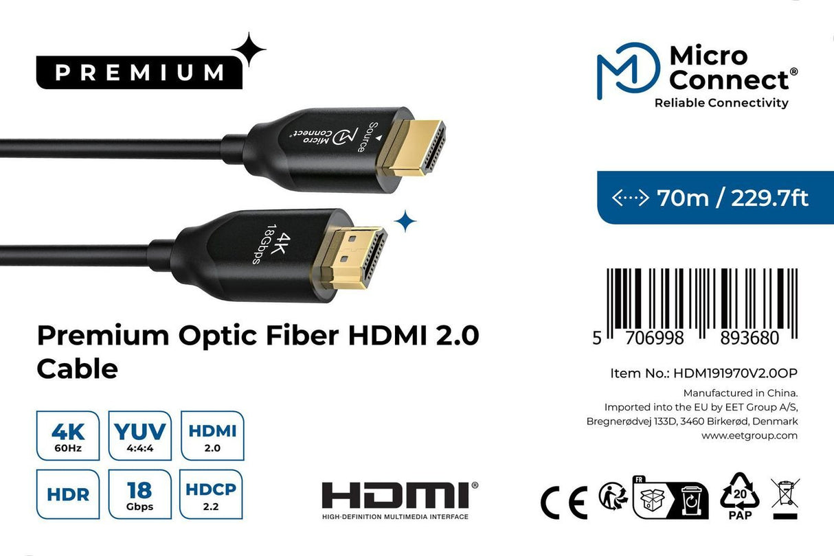 EAN 5706998893680 - Microconnect HDM191970V2.0OP cable HDMI 70 m HDMI tipo A (Estándar) Negro imagen 3