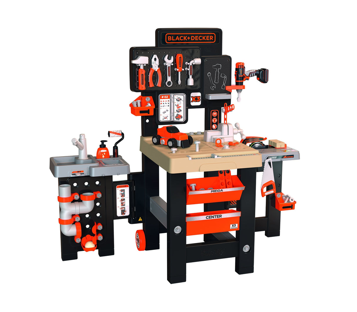 Smoby Black+Decker Mega Banco De Trabajo Centro, Herramienta Infantil Gris/Naranja 7600360726