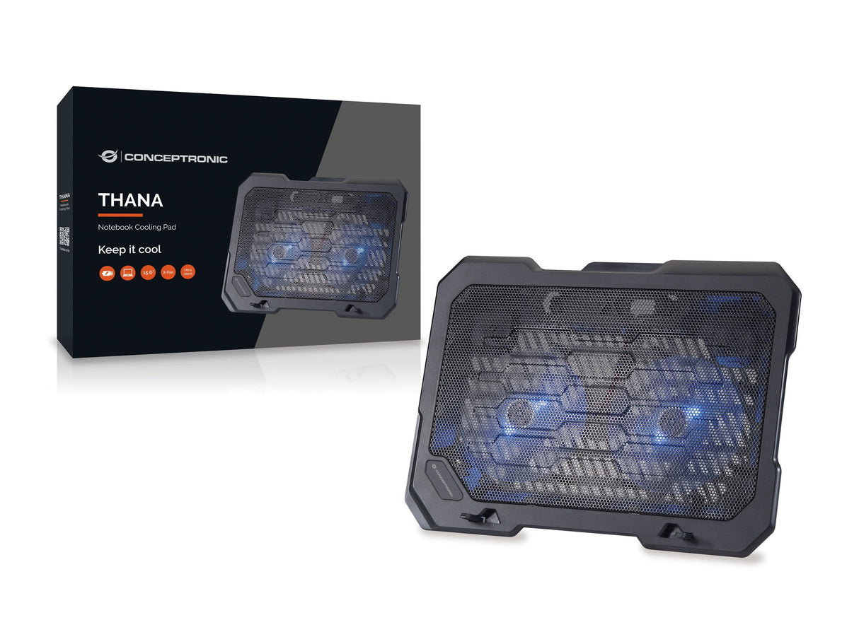 Base Refrigeracion Para Portatiles Conceptronic 2 Ventiladores 125mm Hasta 15.6