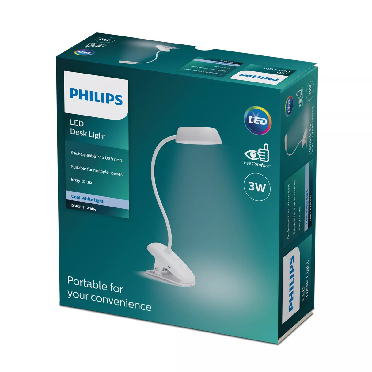 Lámpara Portátil Philips Donutclip Dsk201 Pt 3w Blanco