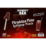 50 Piruletas Forma Pene Sabor Ron Cola 10% Alcohol