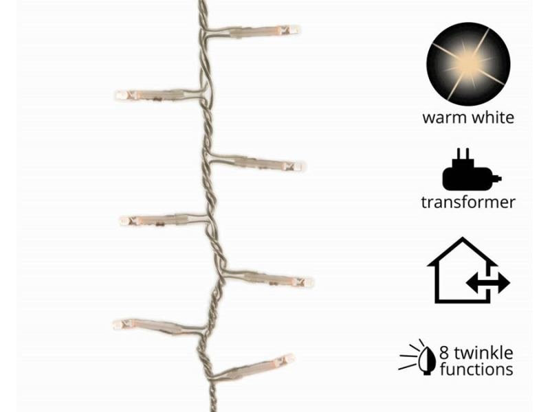 Guirnalda Led Compact Parpadeante Blanco Calido 750 Leds Cable Transparente 21m