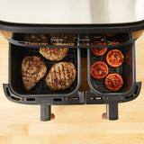 Freidora De Aire Caliente Doble Tefal Dual Easy Fry & Grill Negra, 2.700 Vatios, 2 Cestos 5,2 Litros + 3,1 Litros Ey905b