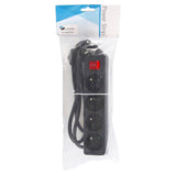 4-Way Power Strip: Black -  On/Off Switch - 1.5m Cable
