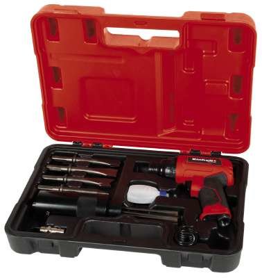 Martillo Cincel Neumático Einhell Tc-Pc 45 Set (Rojo/Negro, Con Juego De Cinceles De 4 Piezas, Removedor De Óxido De Aguja, Estuche)
