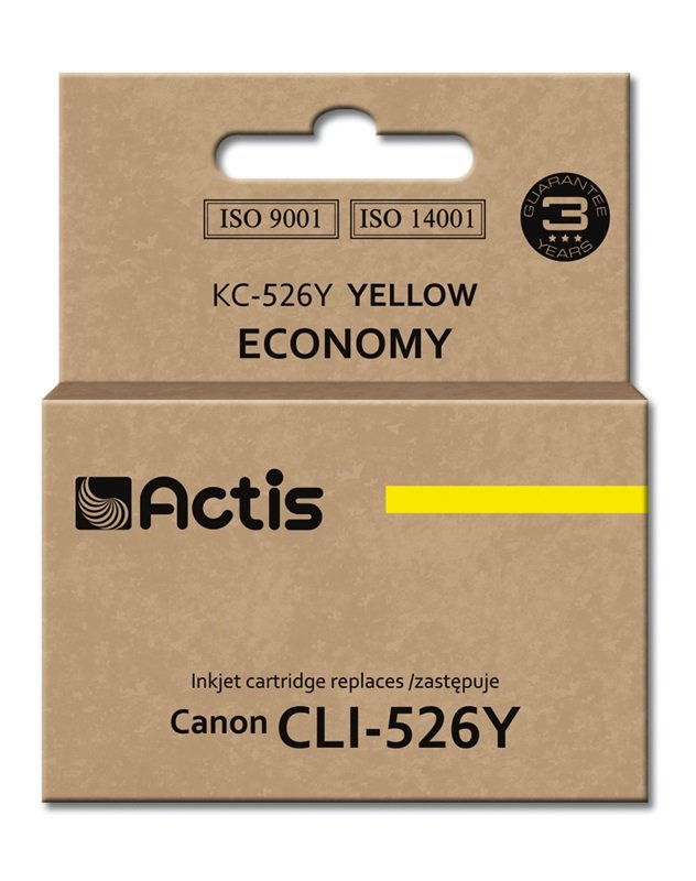 Tinta Actis Kc-526y (Reemplazo Canon Cli-526y - Estándar - 10 Ml - Amarilla)