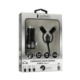 Cargador De Coche Subblim  Sub-Chg-4cc002/ 2 Usb + Cable Usb 3 En 1/ 2.4a/ Negro