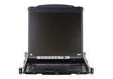 Consola Lcd Dual Rail Con Switch Kvm Integrado Vga Ps/2-Usb De 8 Puertos (Teclado Ingles Usa)