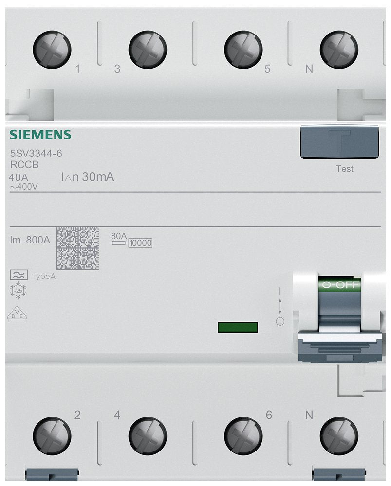 Siemens Indus.Sector Fi-Schutzschalter 5sv3344-6 40a,3+N,30ma,400v Sentron Fehlerstrom-Schutzschalte