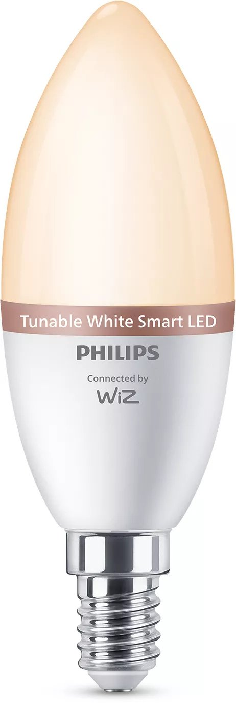 Bombilla  Inteligente Wifi Wiz Philips C37 E14 4.9w 470lm Blanco Sintonizable, Pack De 3